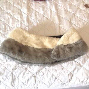 Mink fur Collar, vintage. Grey and cream colored. Handmade.